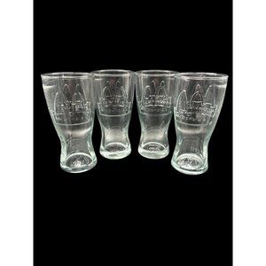 Set of 4 Vintage 1992 McDonalds clear glass 16 ounce soda collectors glasses -B
